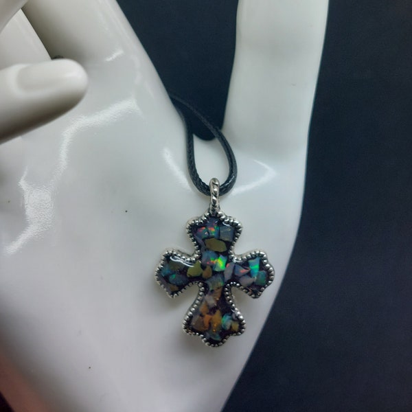 Ethiopian crystal opal inlay cross