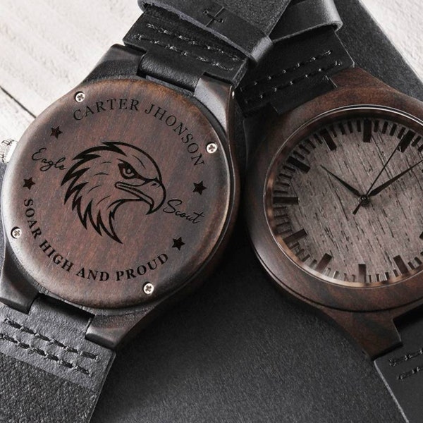 Court of Honor Gifts: Personalized Engraved Wood Watch with Names and Troop Number, Perfect Gift for Sons, Grandsons, Gift Ideas for 2024