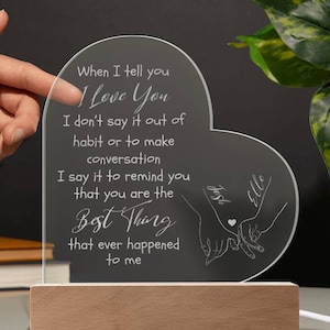 Ricordo del cuore di coppia personalizzato, placca acrilica di coppia personalizzata, fidanzamento, anniversario, giorno di San Valentino, quando ti dico che ti amo