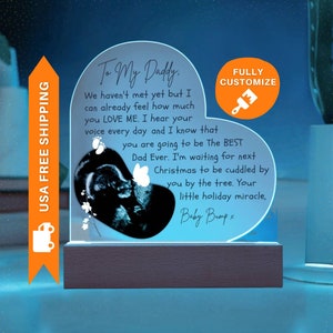 Daddy To Be gift -  Personalized Ultrasound Photo Heart Plaque with LED, expecting dad gift, Sonogram Picture Gift, Pregnancy Gift
