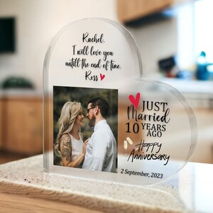 Regalos de aniversario por año: placa personalizada con foto, regalo de segundo aniversario para él, regalo personalizado de primer aniversario