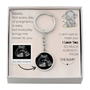Baby scan gift from bump, First time dad gift, Dad Sonogram Gift from wife, Ultrasound gift, Pregnancy Photo Keychain, exact dad keepsake