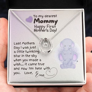 Primeiro presente de dia das mães - colar com pingente de cristal de zircônia cúbica para filhas Primeiro dia das mães, colar feliz dia das mães