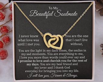 To My Beautiful Soulmate Necklace, Soulmate Necklace Gift With Message Card, Soulmate Anniversary Gift, Christmas Gift For Soulmate