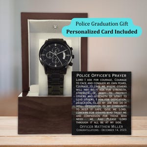 Cadeaux de remise des diplômes de l'Académie de police, Cadeau de remise des diplômes de police, Montre avec carte de prière personnalisée, Souvenir des forces de l'ordre pour nouvel officier