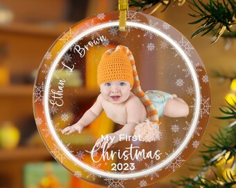 Babies First Christmas Glass Ornament, Personalized Glass Ornament, Personalised First Christmas Decoration, 1st Christmas, New Baby Gift