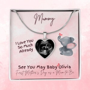 à ma maman - Collier coeur avec échographie réelle | Premier cadeau de la fête des mères d'un nouveau papa | Bijoux à ultrasons pour nouvelle maman