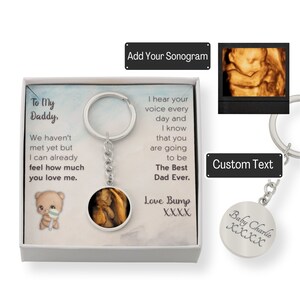 Personalized Daddy Keychain with Sonogram Photo - To My Daddy from Bump - New Dad Gift, Father&#39;s Day, Pregnancy Announcement Keepsake