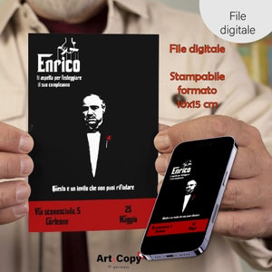 Digital invitation theme The godfather whatsapp party invitation, birthday, halloween, carnival, printable