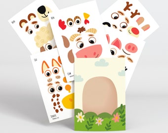 Printable game for kids. Funny animals