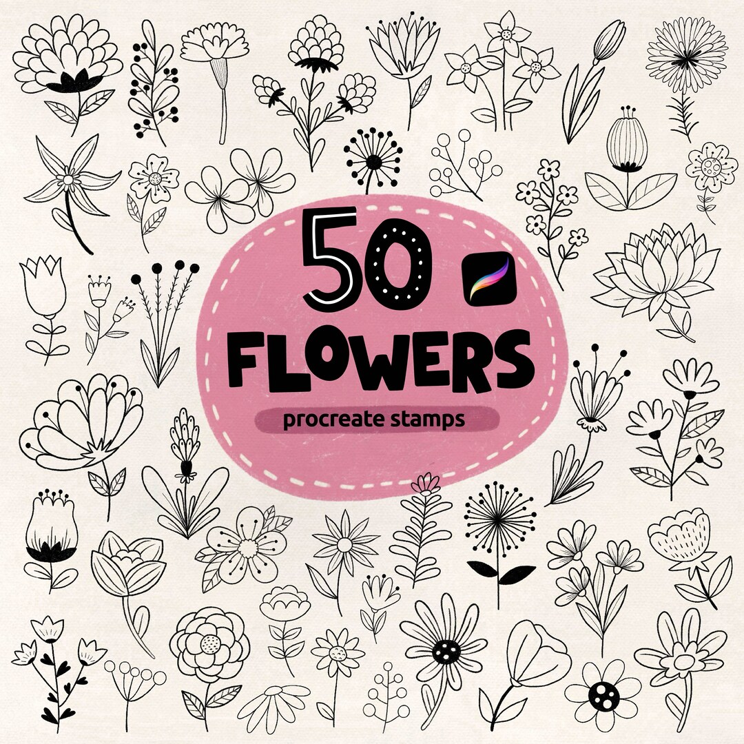 Procreate Flower Stamp Brushes Set (50 Pack). Instant Download ...