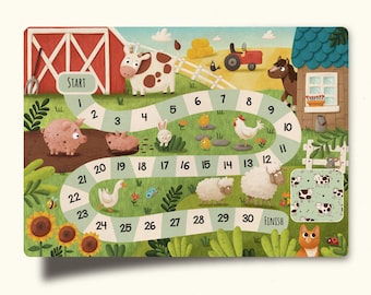 Farm Animals Board Game for Kids: Who is Faster? (PDF File)