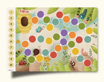 Board game for kids. Busy bees. Activity for toddler. PDF file