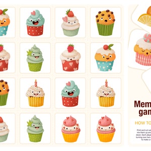 Memory cards for kids. Montessori educational game for toddlers. Activities for kids. PDF file