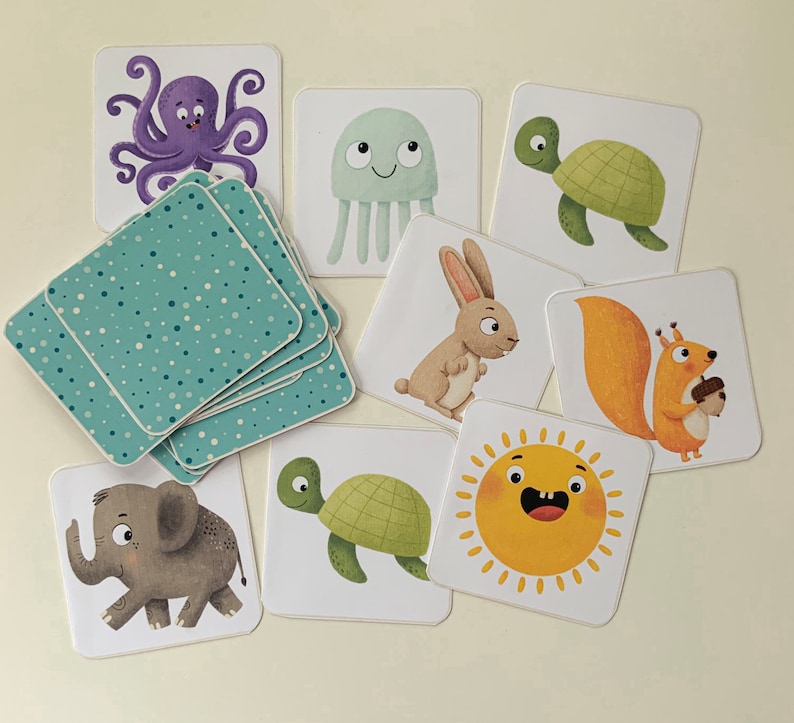 Printable Memory Cards for Kids. Montessori Educational Game Etsy