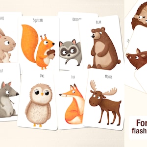 Flashcards pour les enfants. Mes premiers mots. Animaux de la forêt. Matériaux Montessori. Activités pour les enfants. Fichier PDF