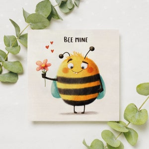 Afdrukbare Fantasy Bee wenskaart - "Bee mine" DIY digitale kaart. Instant download JPEG