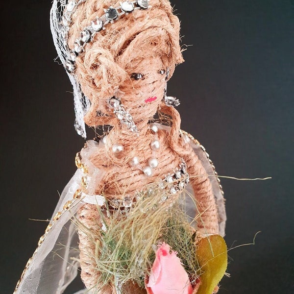 Vintage Jute Twine Bride Doll, wedding handmade bride gift