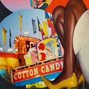 Pop Art, pezzo di belle arti, divertente collage di carta. Decorazione da parete "YL STILETTOS" - 40 X 30 cm (16,5" X 11,81") Consegna internazionale. Senza cornice.