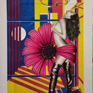 Opera d'arte analogica in collage di carta "FREEDOM" PopArt Fun Wall Deco Arte contemporanea. 30 X 40 cm (11,8 X 15,8") Consegna internazionale. Senza cornice