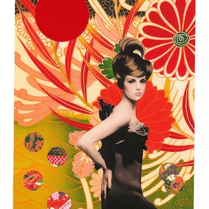 Collage su carta giapponese "MERAKI". Opera originale. Pezzo unico (nessuna riproduzione).  Misure: 40 x 50 cm. Spedizione gratuita.