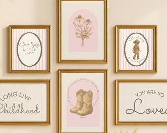 Christian Nursery Wall Art Set for Baby Girl, Cowgirl Nursery Decor, Scripture Nursery Prints, Faith Based Western Nursery Art