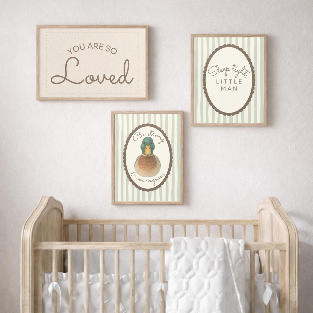 Duck Nursery Wall Art Set of 3 Printable Baby Boy Room Decor Neutral ...