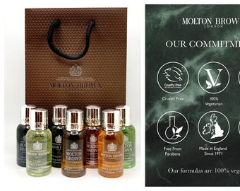 Molton Brown Men's Bath and Shower Gels Gift Set (7 x 30ml Bottles & Gift Bag)