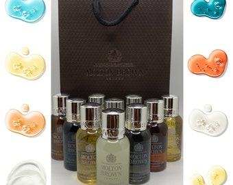 Molton Brown Men's Bath, Shower, Body & Hair Gift Set (10 x 30ml Bottles and Gift Bag)