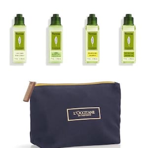 L&#39;occitane Verbena Conditioner, Shampoo, Shower Gel & Body Lotion Set 4 x 75ml Bottles and Cotton Gift Bag