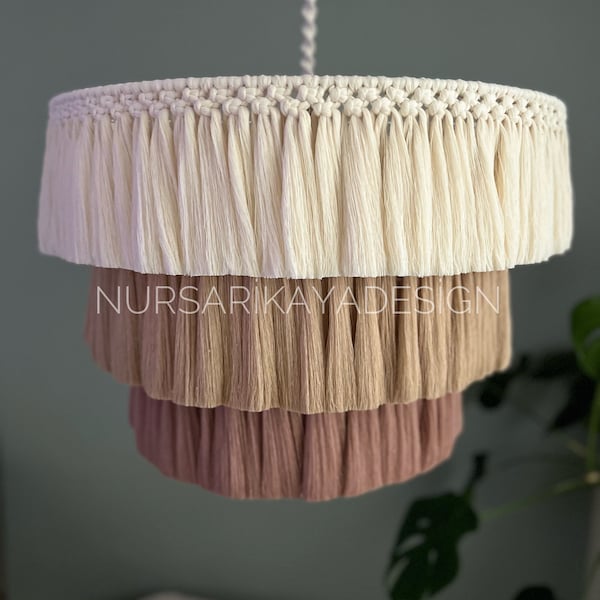 bohemian light,cotton chandelier,kids room decor,baby room,tassel chandelier,fringe chandelier,bohemian home decor,boho light