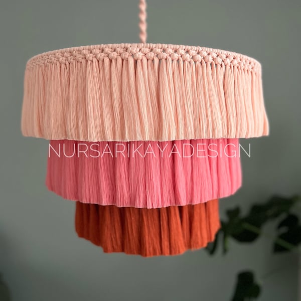 bohemian light,cotton chandelier,kids room decor,baby room,tassel chandelier,fringe chandelier,bohemian home decor,boho light