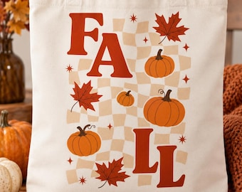 Fall tote bag,Autumn tote bag,Pumpkin tote bag,Fall leaves bag,reusable canvas bag, autumn gift,Thanksgiving tote bag.