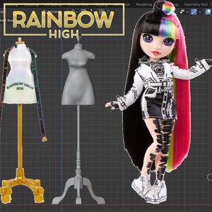 Rainbow High Dress Form Mannequin and 3 Hanger Models Replacements -  STL DIGITAL FILE
