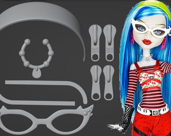 Ghoulia Yelps Basic Headband, Earrings, Necklace and Glasses Replacement - STL DIGITAL FILE