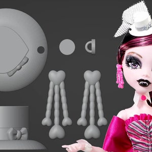 Draculaura Dawn of the Dance Hat, Earrings and Medal Replacements- STL DIGITAL FILE