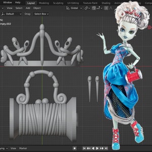 Threadarella Accessories: Bag, Crown and Earrings Replacements - STL DIGITAL FILE