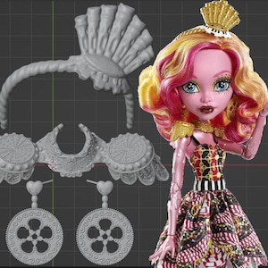 Gooliope Jellington Freak du Chic Headband, Earrings and Shoulderpads Replacements - STL DIGITAL FILE