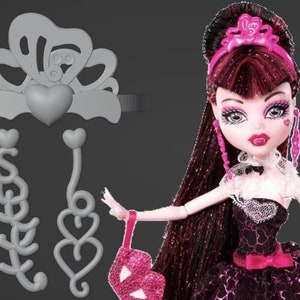 Draculaura Sweet 1600 Tiara and Earrings Replacements - STL DIGITAL FILE