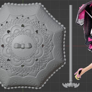 Draculaura School&#39;s Out Umbrella / Parasol Replacement - STL DIGITAL FILE