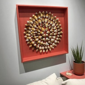 Shellstorm - Handmade Custom Seashell Wall Art - Circular Design With Fighting Conch Shells