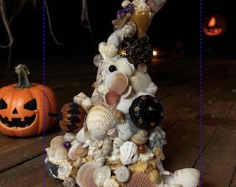 Shell Witch Hat – Handmade Halloween Seashell Decor with Sparkly Accents