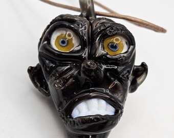 Handcrafted Glass Face Sculpture & Pendant – Unique Artisan Art Piece – Wearable Glass Jewelry and Home Decor