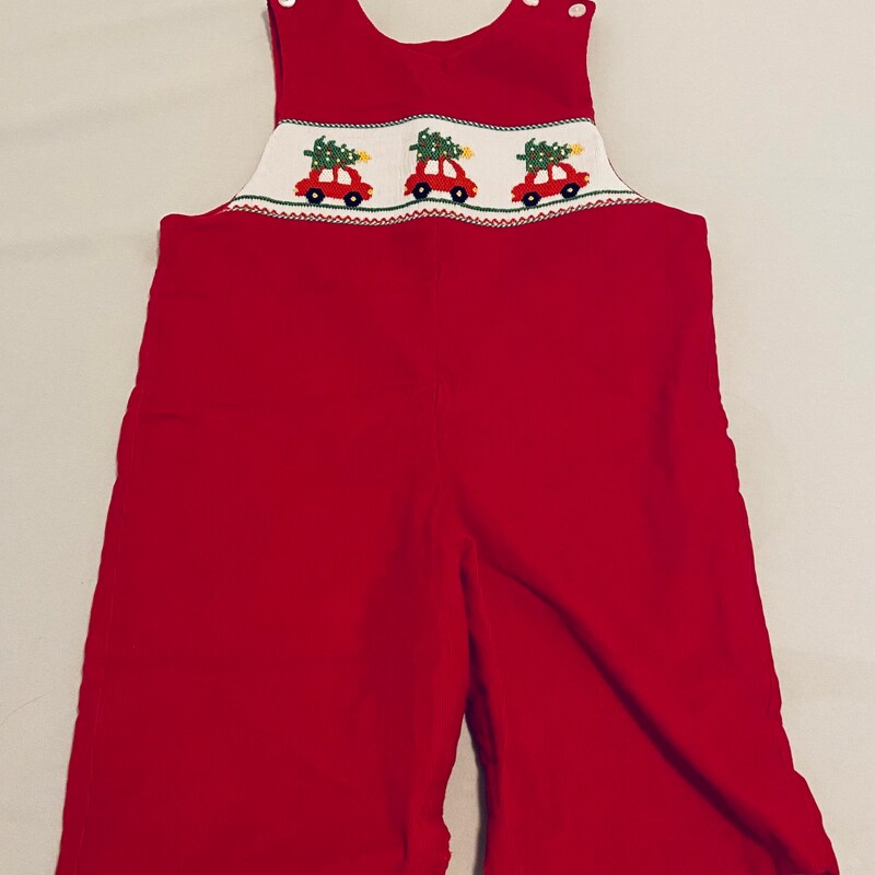 Anavini Velani Boys Red Microcheck Smocked Christmas Time Longall