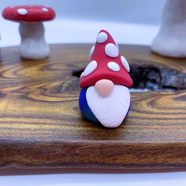 Handmade Polymer Clay Mini Garden-Toadstool Gnome