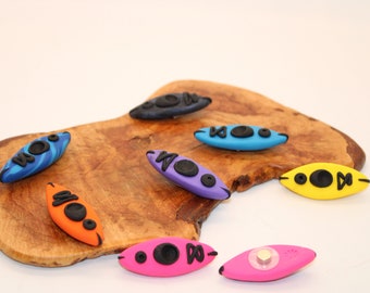 Polymer Clay Kayak Magnets - Kayak Gifts - Handmade - Custom Made - Outdoors Lovers - Lake Lovers 1.75" long .75" wide (Small kayak)