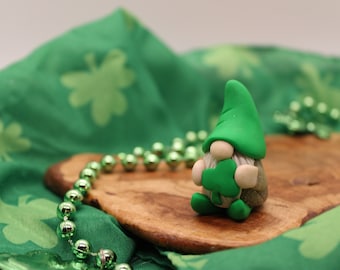 St. Patrick's Day Polymer Clay Gnome Figurine - Adorable Gift - Office Desk Gift - Leprechaun Figurine