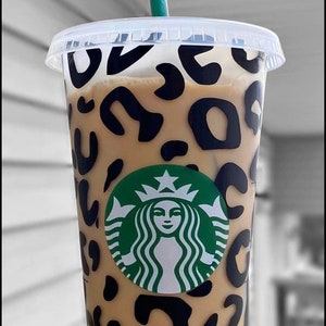 Starbucks leopard cheetah 24 ounce Venti cold reusable  cup FREE personalization