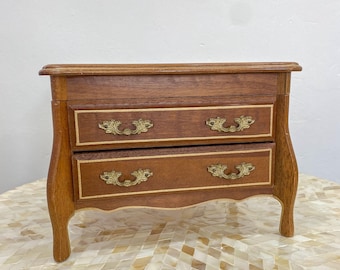 Vintage Wooden Jewelry Music Box | Ring & Necklace Storage