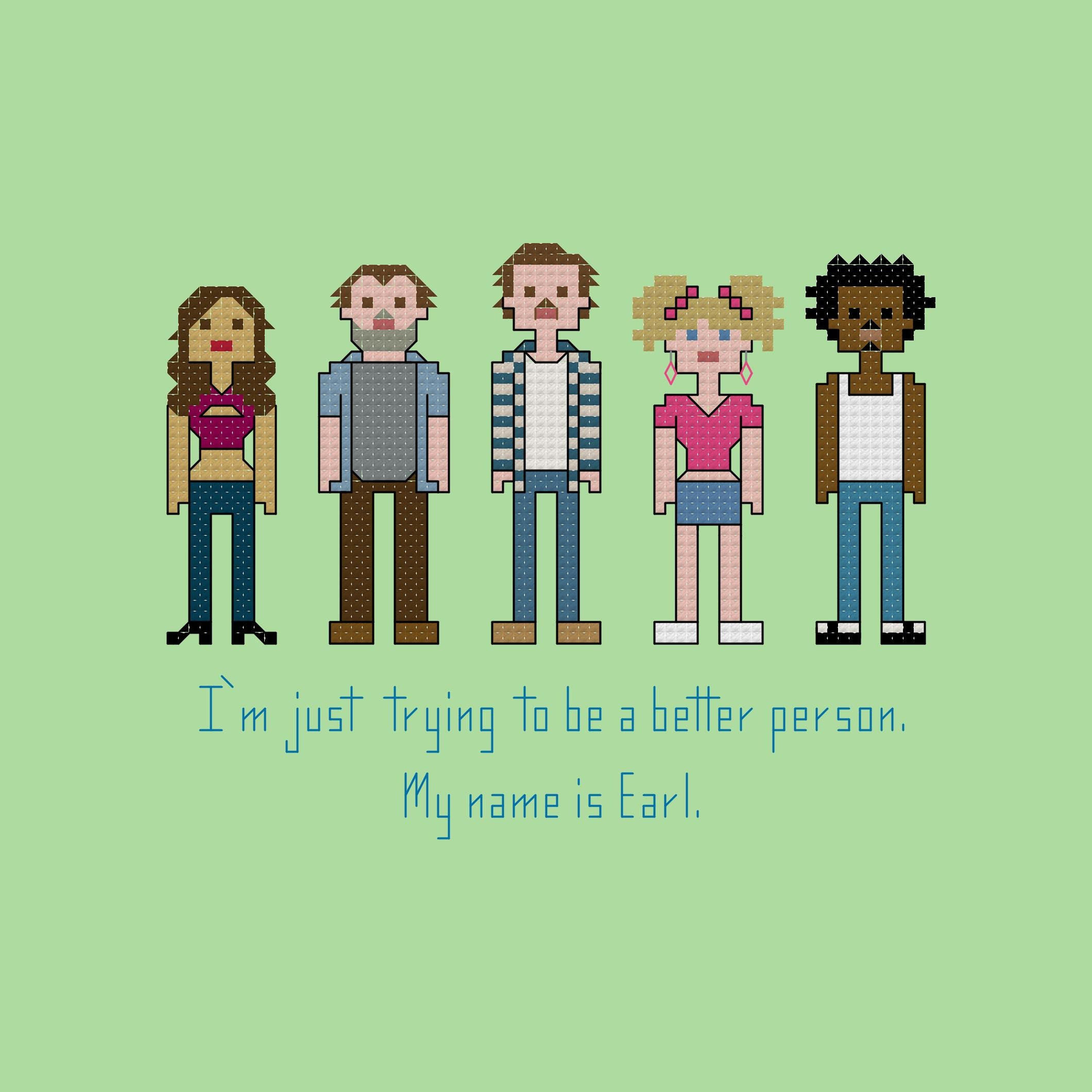 Parody My Name is Earl Cross Stitch Pattern Digital Download 